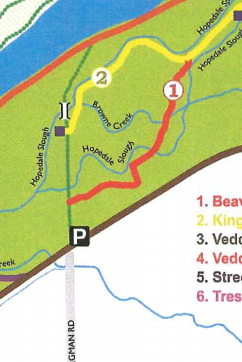 A map showing parking and the loop trail where the Yarrow StoryWalk can be found